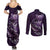 Personalised All Purple New Zealand Darts Couples Matching Summer Maxi Dress and Long Sleeve Button Shirt Aoteroa Fern Maori Galaxy Style