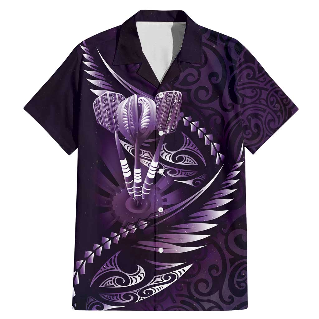 Personalised All Purple New Zealand Darts Family Matching Mermaid Dress and Hawaiian Shirt Aoteroa Fern Maori Galaxy Style