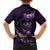 Personalised All Purple New Zealand Darts Family Matching Off The Shoulder Long Sleeve Dress and Hawaiian Shirt Aoteroa Fern Maori Galaxy Style