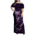 Personalised All Purple New Zealand Darts Family Matching Off Shoulder Maxi Dress and Hawaiian Shirt Aoteroa Fern Maori Galaxy Style