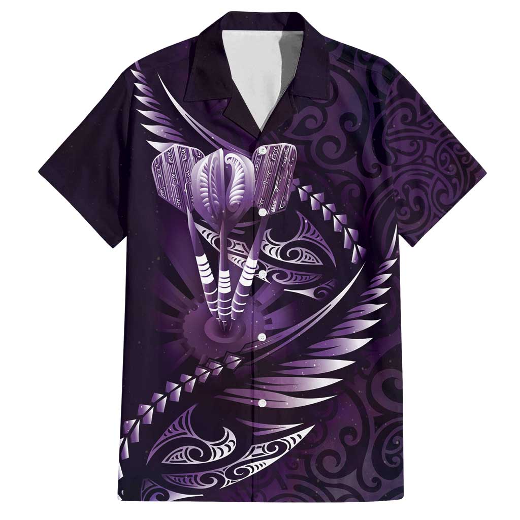 Personalised All Purple New Zealand Darts Family Matching Tank Maxi Dress and Hawaiian Shirt Aoteroa Fern Maori Galaxy Style
