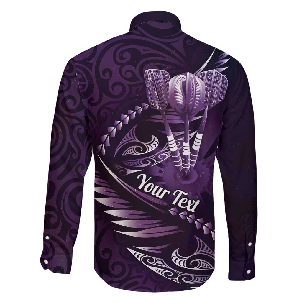 Personalised All Purple New Zealand Darts Family Matching Tank Maxi Dress and Hawaiian Shirt Aoteroa Fern Maori Galaxy Style