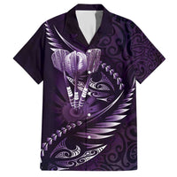Personalised All Purple New Zealand Darts Hawaiian Shirt Aoteroa Fern Maori Galaxy Style