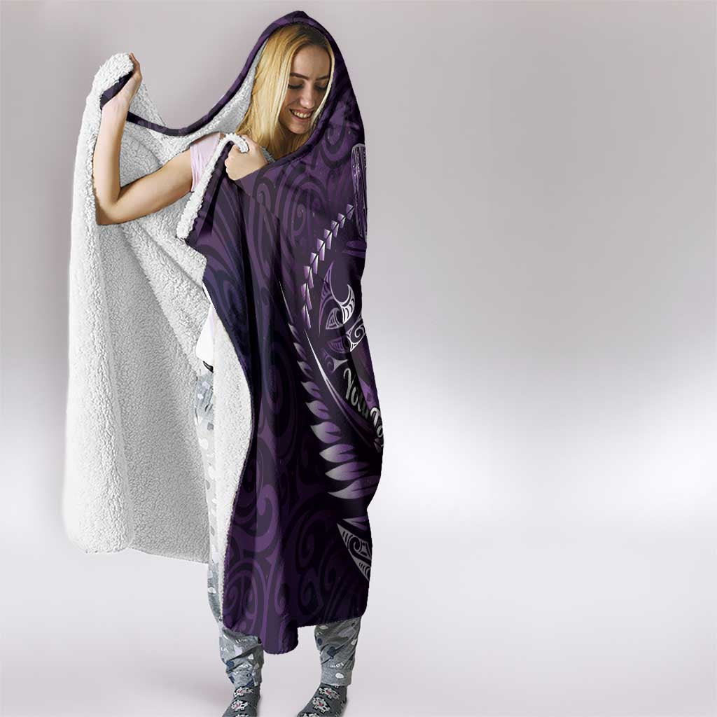 Personalised All Purple New Zealand Darts Hooded Blanket Aoteroa Fern Maori Galaxy Style