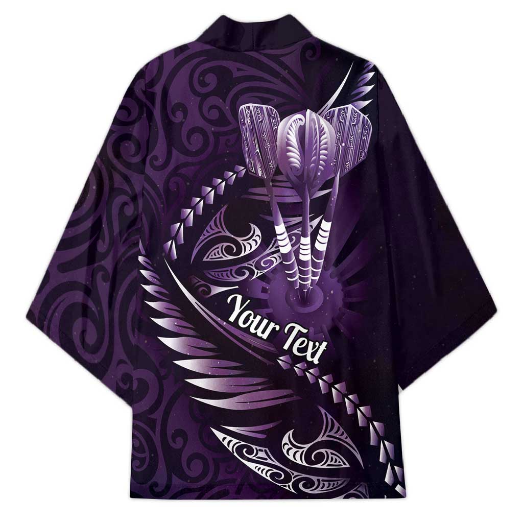 Personalised All Purple New Zealand Darts Kimono Aoteroa Fern Maori Galaxy Style - Polynesian Pride