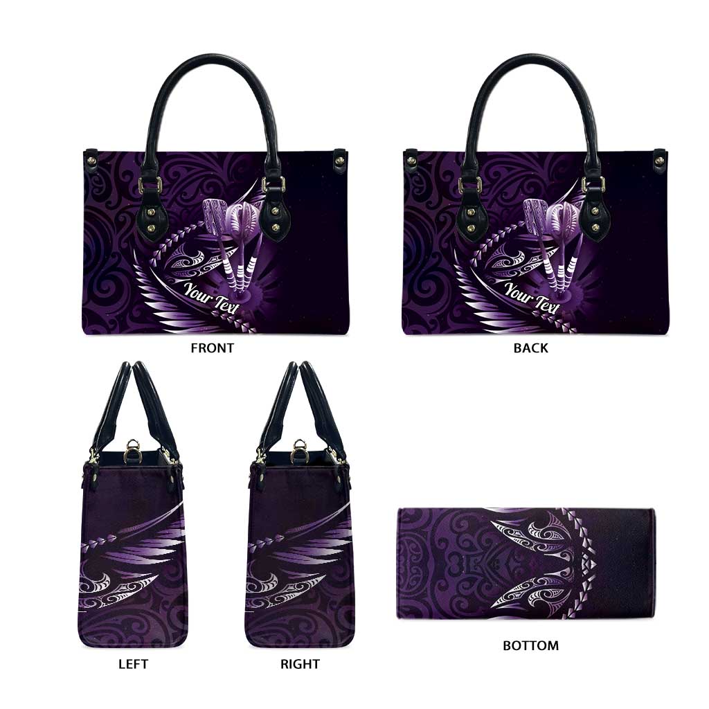 Personalised All Purple New Zealand Darts Leather Bag Aoteroa Fern Maori Galaxy Style - Polynesian Pride