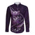 Personalised All Purple New Zealand Darts Long Sleeve Button Shirt Aoteroa Fern Maori Galaxy Style