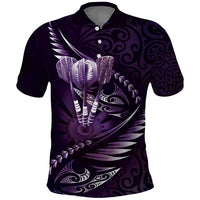 Personalised All Purple New Zealand Darts Polo Shirt Aoteroa Fern Maori Galaxy Style