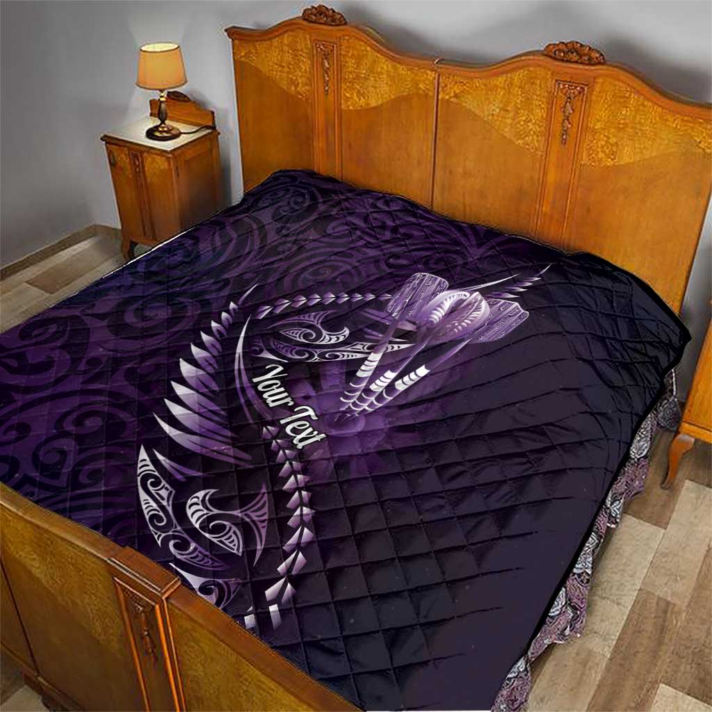 Personalised All Purple New Zealand Darts Quilt Aoteroa Fern Maori Galaxy Style