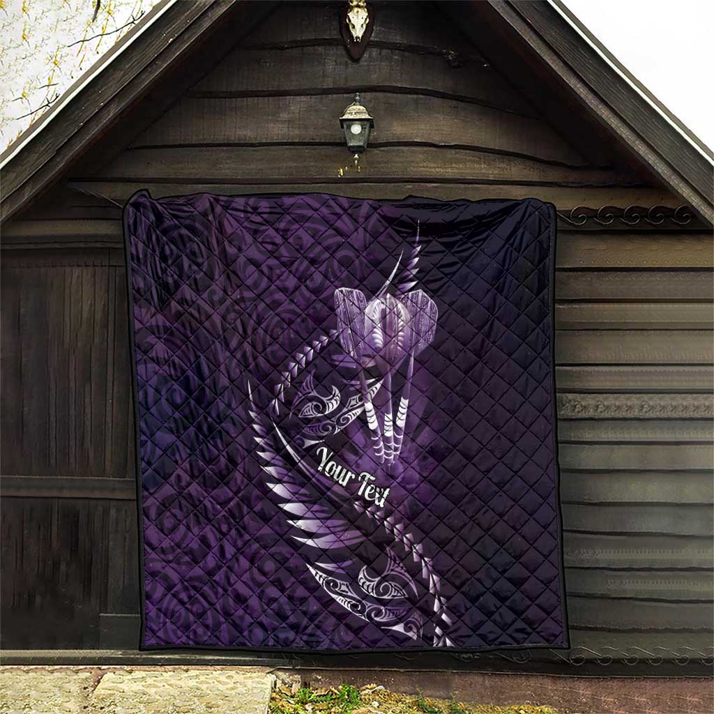 Personalised All Purple New Zealand Darts Quilt Aoteroa Fern Maori Galaxy Style