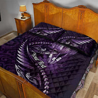 Personalised All Purple New Zealand Darts Quilt Bed Set Aoteroa Fern Maori Galaxy Style