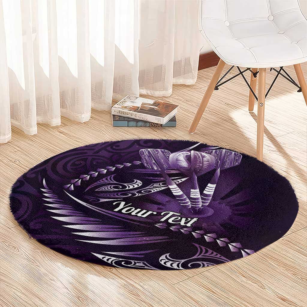 Personalised All Purple New Zealand Darts Round Carpet Aoteroa Fern Maori Galaxy Style