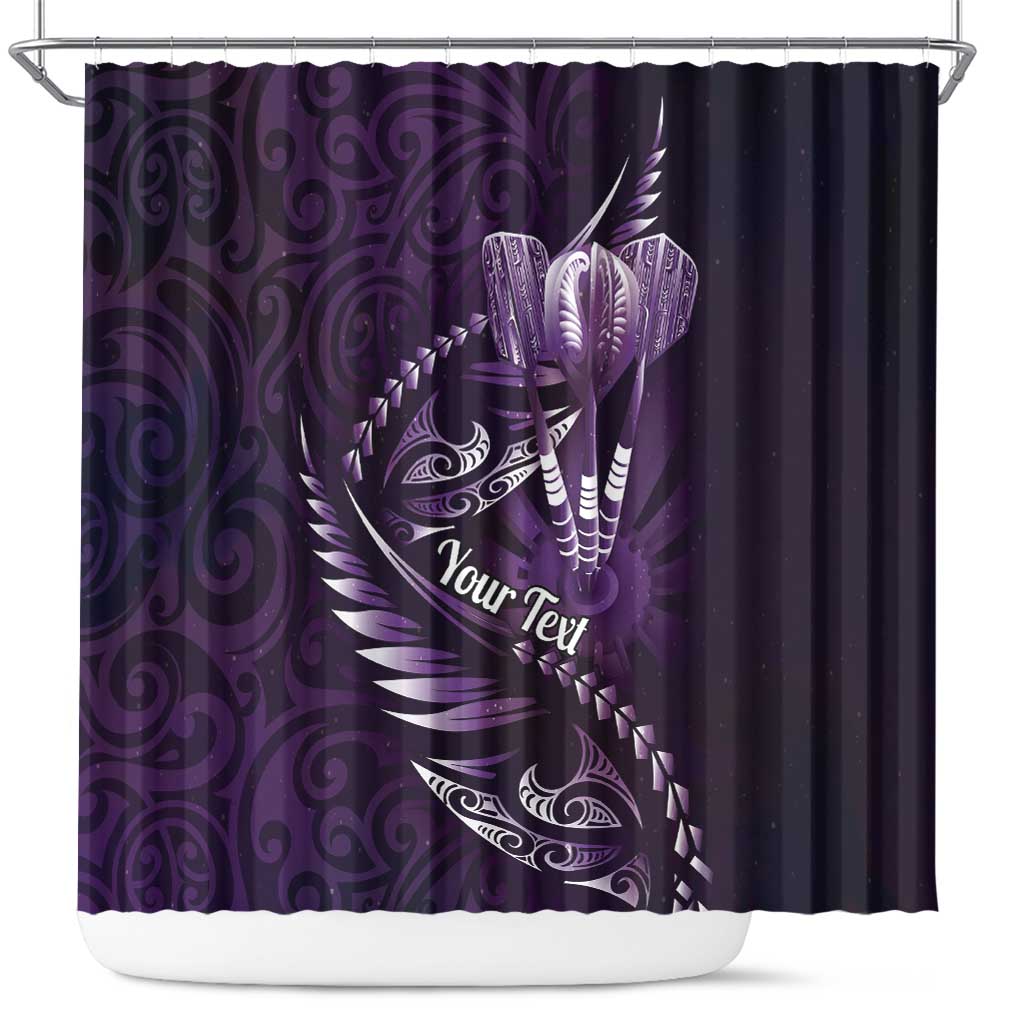Personalised All Purple New Zealand Darts Shower Curtain Aoteroa Fern Maori Galaxy Style
