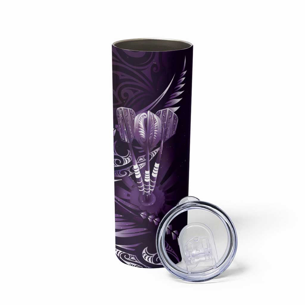 All Purple New Zealand Darts Skinny Tumbler Aoteroa Fern Maori Galaxy Style