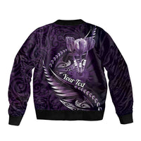 Personalised All Purple New Zealand Darts Sleeve Zip Bomber Jacket Aoteroa Fern Maori Galaxy Style
