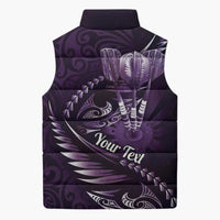Personalised All Purple New Zealand Darts Sleeveless Puffer Jacket Aoteroa Fern Maori Galaxy Style - Polynesian Pride