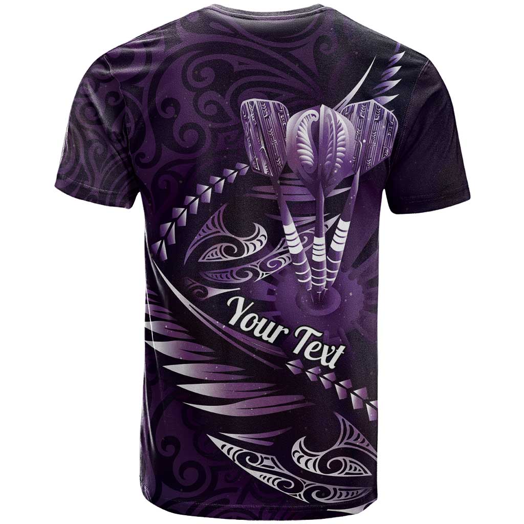 Personalised All Purple New Zealand Darts T Shirt Aoteroa Fern Maori Galaxy Style