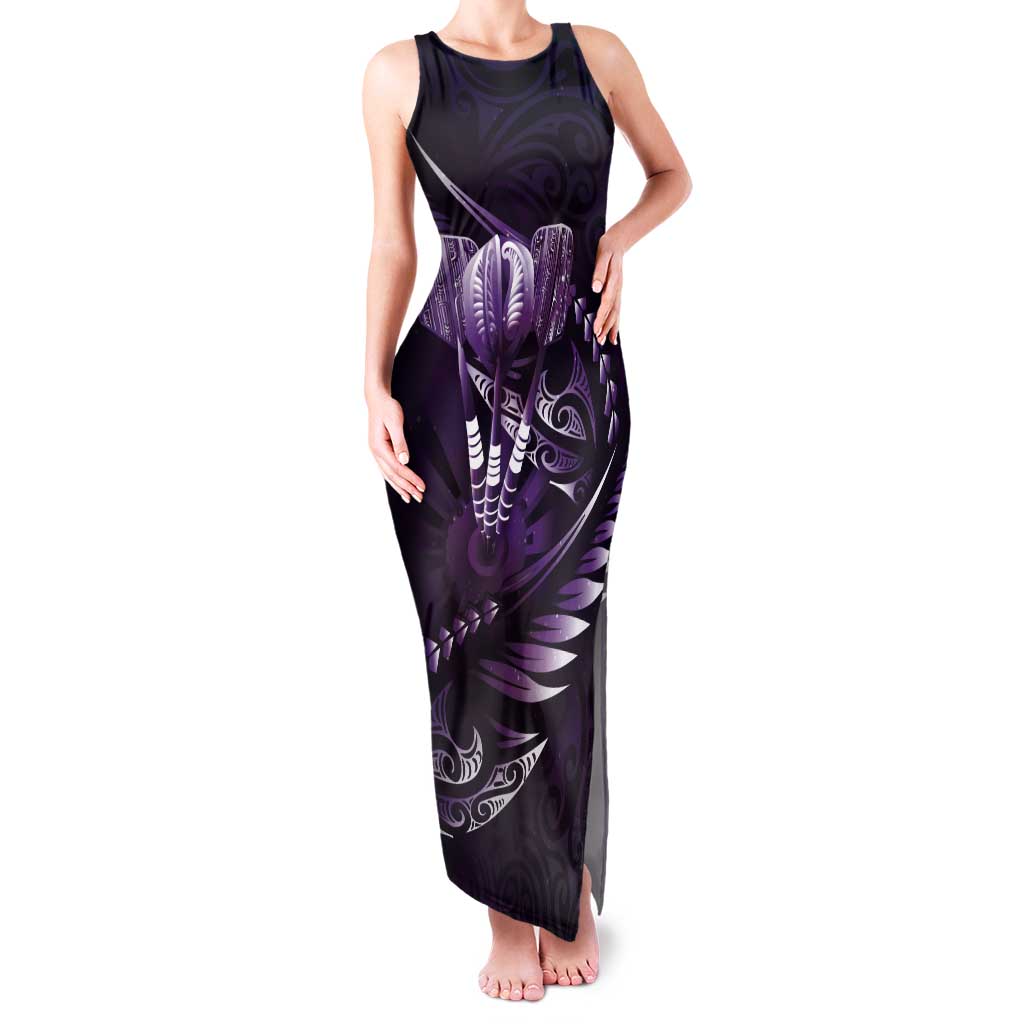 Personalised All Purple New Zealand Darts Tank Maxi Dress Aoteroa Fern Maori Galaxy Style