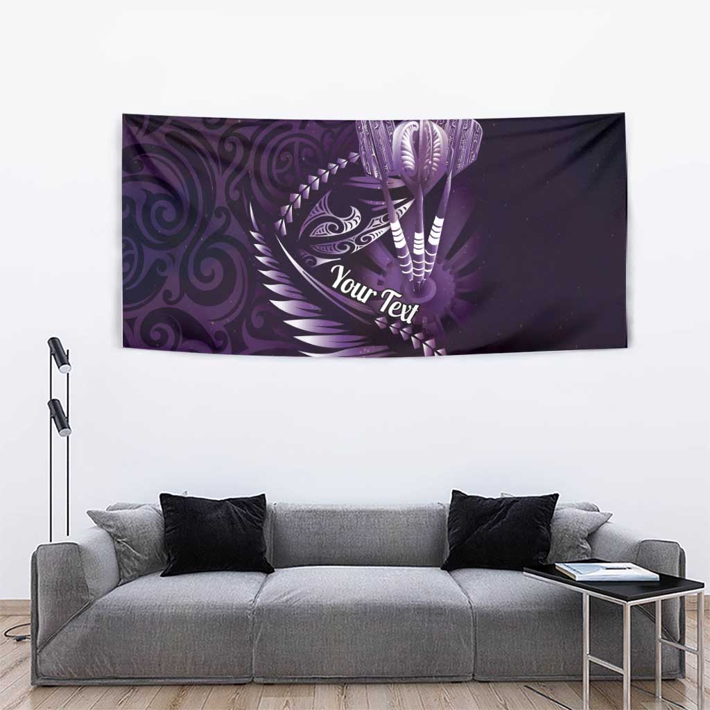 Personalised All Purple New Zealand Darts Tapestry Aoteroa Fern Maori Galaxy Style
