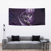 Personalised All Purple New Zealand Darts Tapestry Aoteroa Fern Maori Galaxy Style
