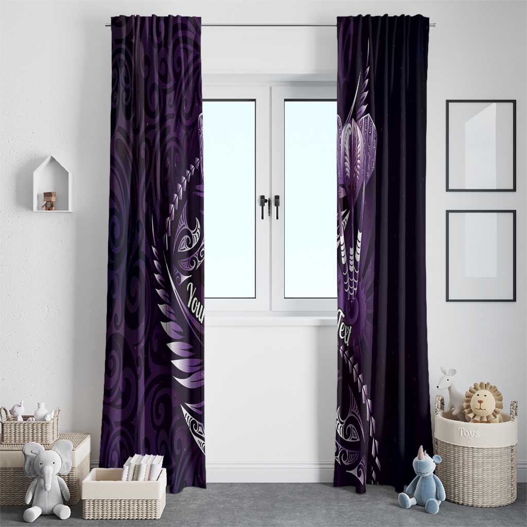 Personalised All Purple New Zealand Darts Window Curtain Aoteroa Fern Maori Galaxy Style