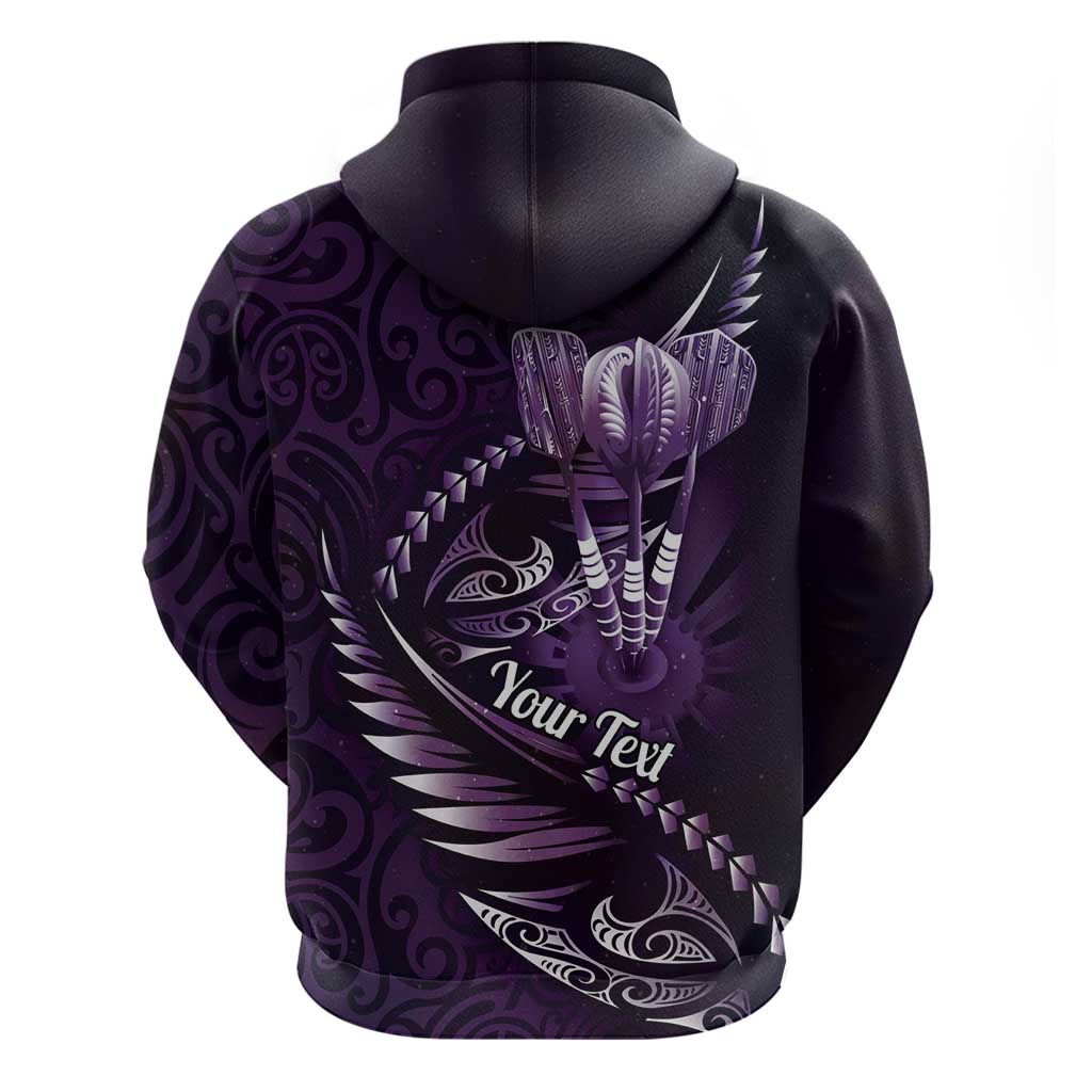 Personalised All Purple New Zealand Darts Zip Hoodie Aoteroa Fern Maori Galaxy Style