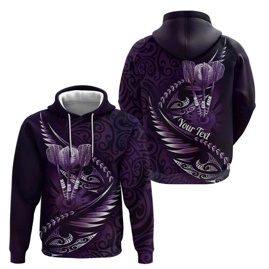 Personalised All Purple New Zealand Darts Zip Hoodie Aoteroa Fern Maori Galaxy Style