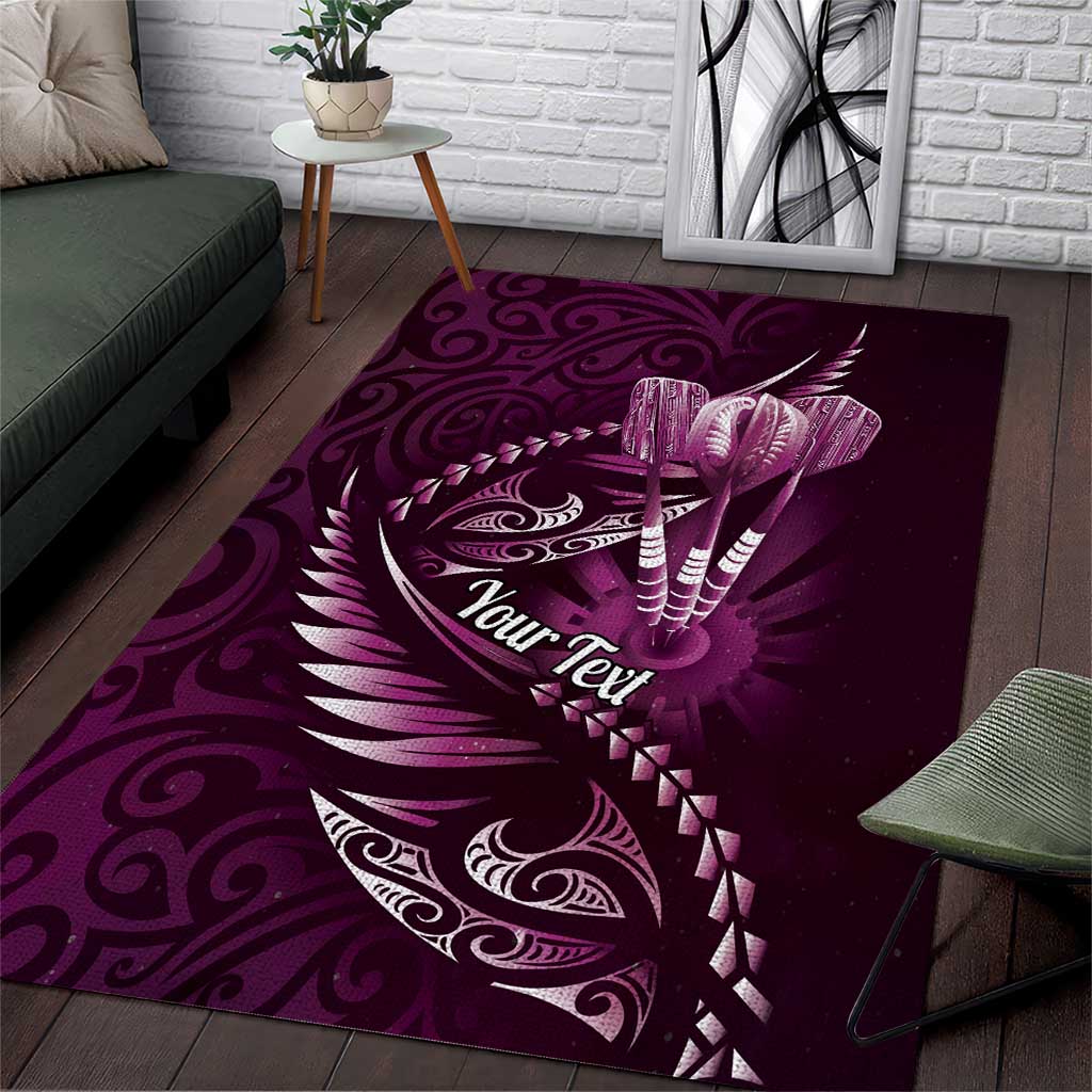 Personalised All Pink New Zealand Darts Area Rug Aoteroa Fern Maori Galaxy Style