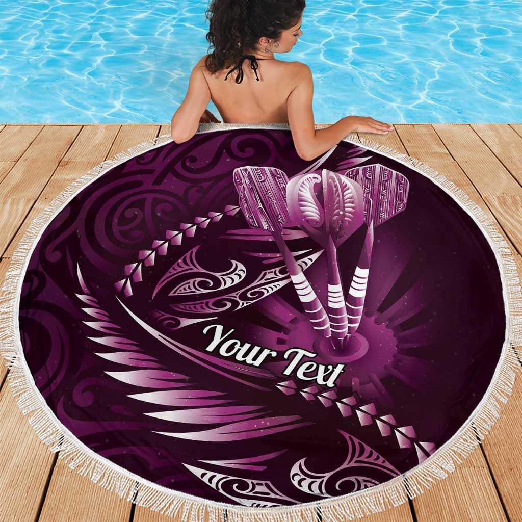 Personalised All Pink New Zealand Darts Beach Blanket Aoteroa Fern Maori Galaxy Style