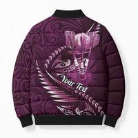 Personalised All Pink New Zealand Darts Bomber Puffer Jacket Aoteroa Fern Maori Galaxy Style - Polynesian Pride