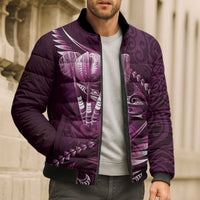 Personalised All Pink New Zealand Darts Bomber Puffer Jacket Aoteroa Fern Maori Galaxy Style - Polynesian Pride