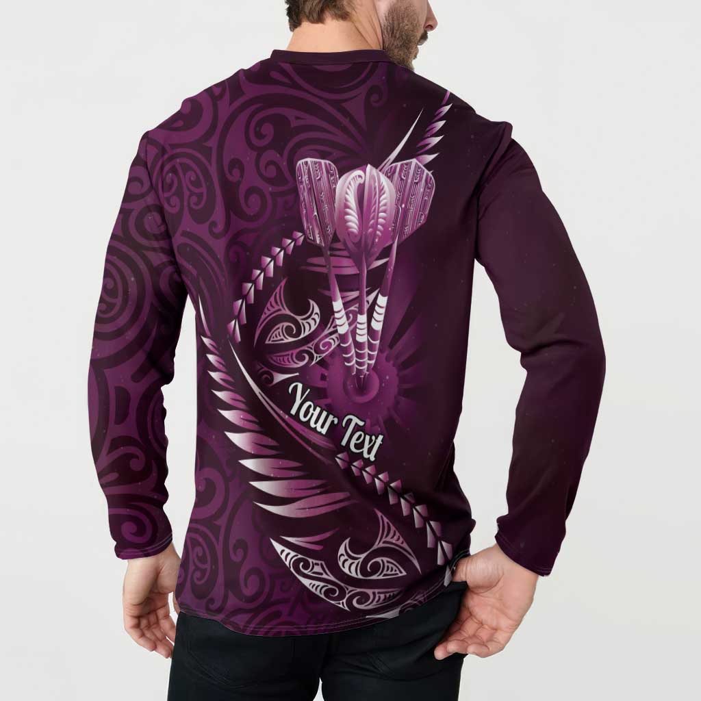 Personalised All Pink New Zealand Darts Button Sweatshirt Aoteroa Fern Maori Galaxy Style
