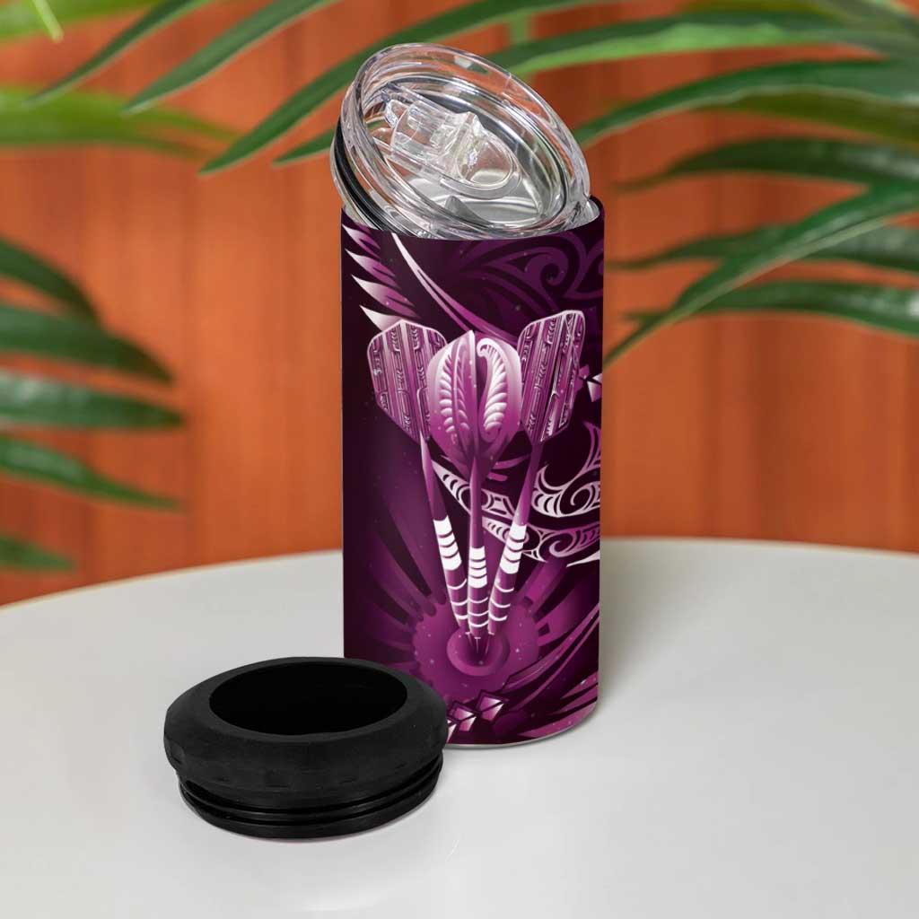 All Pink New Zealand Darts 4 in 1 Can Cooler Tumbler Aoteroa Fern Maori Galaxy Style