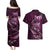 Personalised All Pink New Zealand Darts Couples Matching Puletasi and Hawaiian Shirt Aoteroa Fern Maori Galaxy Style