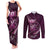 Personalised All Pink New Zealand Darts Couples Matching Tank Maxi Dress and Long Sleeve Button Shirt Aoteroa Fern Maori Galaxy Style