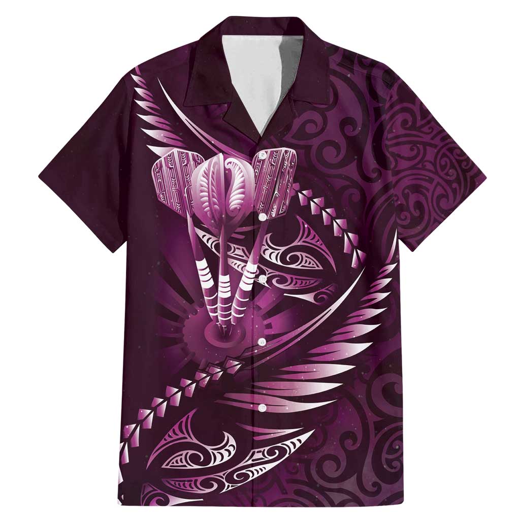 Personalised All Pink New Zealand Darts Family Matching Mermaid Dress and Hawaiian Shirt Aoteroa Fern Maori Galaxy Style