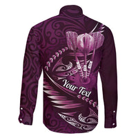 Personalised All Pink New Zealand Darts Family Matching Puletasi and Hawaiian Shirt Aoteroa Fern Maori Galaxy Style