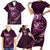 Personalised All Pink New Zealand Darts Family Matching Short Sleeve Bodycon Dress and Hawaiian Shirt Aoteroa Fern Maori Galaxy Style