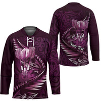 Personalised All Pink New Zealand Darts Hockey Jersey Aoteroa Fern Maori Galaxy Style - Polynesian Pride