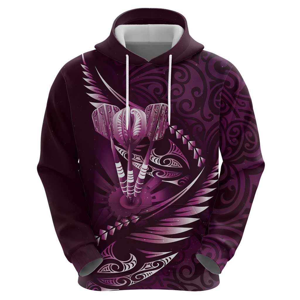 Personalised All Pink New Zealand Darts Hoodie Aoteroa Fern Maori Galaxy Style