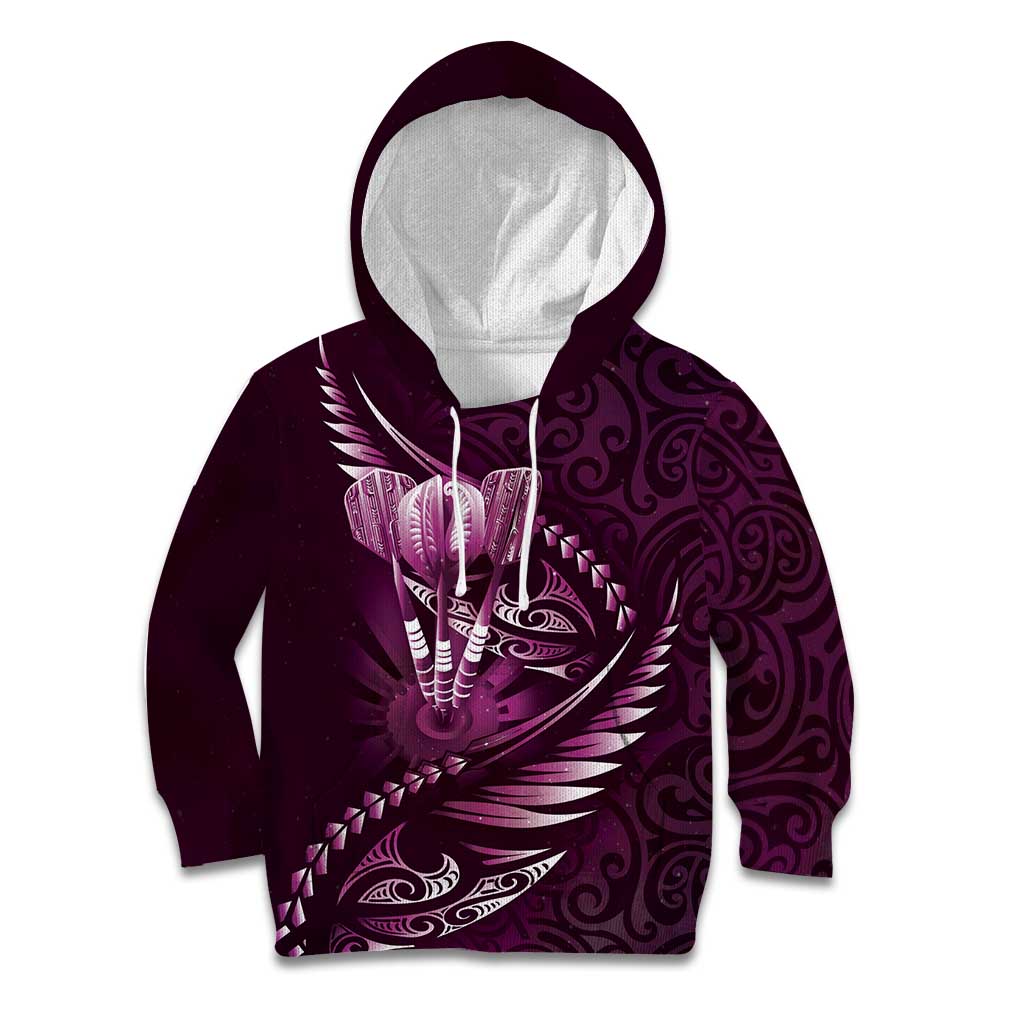 Personalised All Pink New Zealand Darts Kid Hoodie Aoteroa Fern Maori Galaxy Style