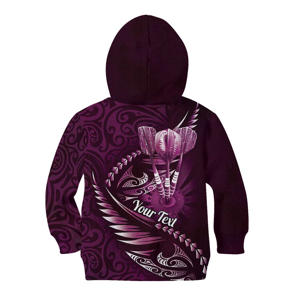 Personalised All Pink New Zealand Darts Kid Hoodie Aoteroa Fern Maori Galaxy Style