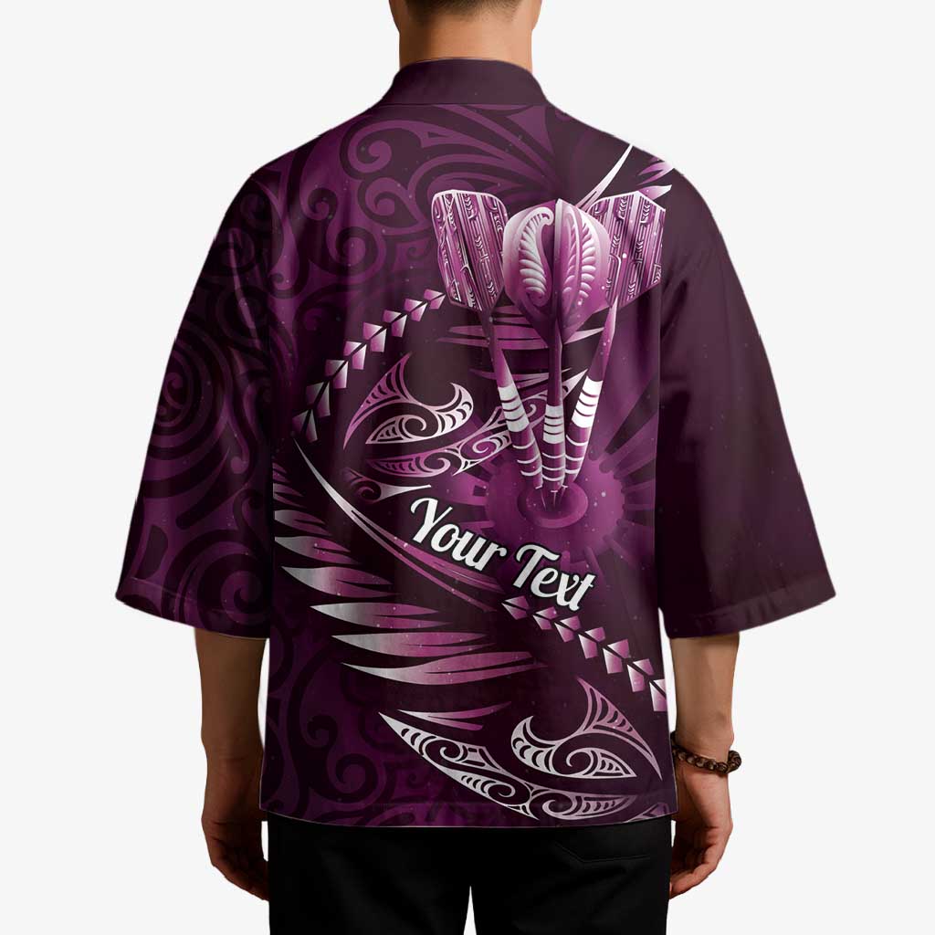Personalised All Pink New Zealand Darts Kimono Aoteroa Fern Maori Galaxy Style - Polynesian Pride