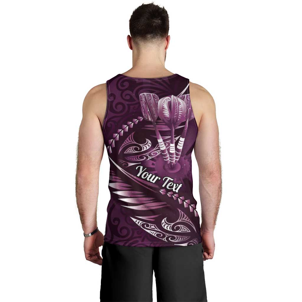 Personalised All Pink New Zealand Darts Men Tank Top Aoteroa Fern Maori Galaxy Style