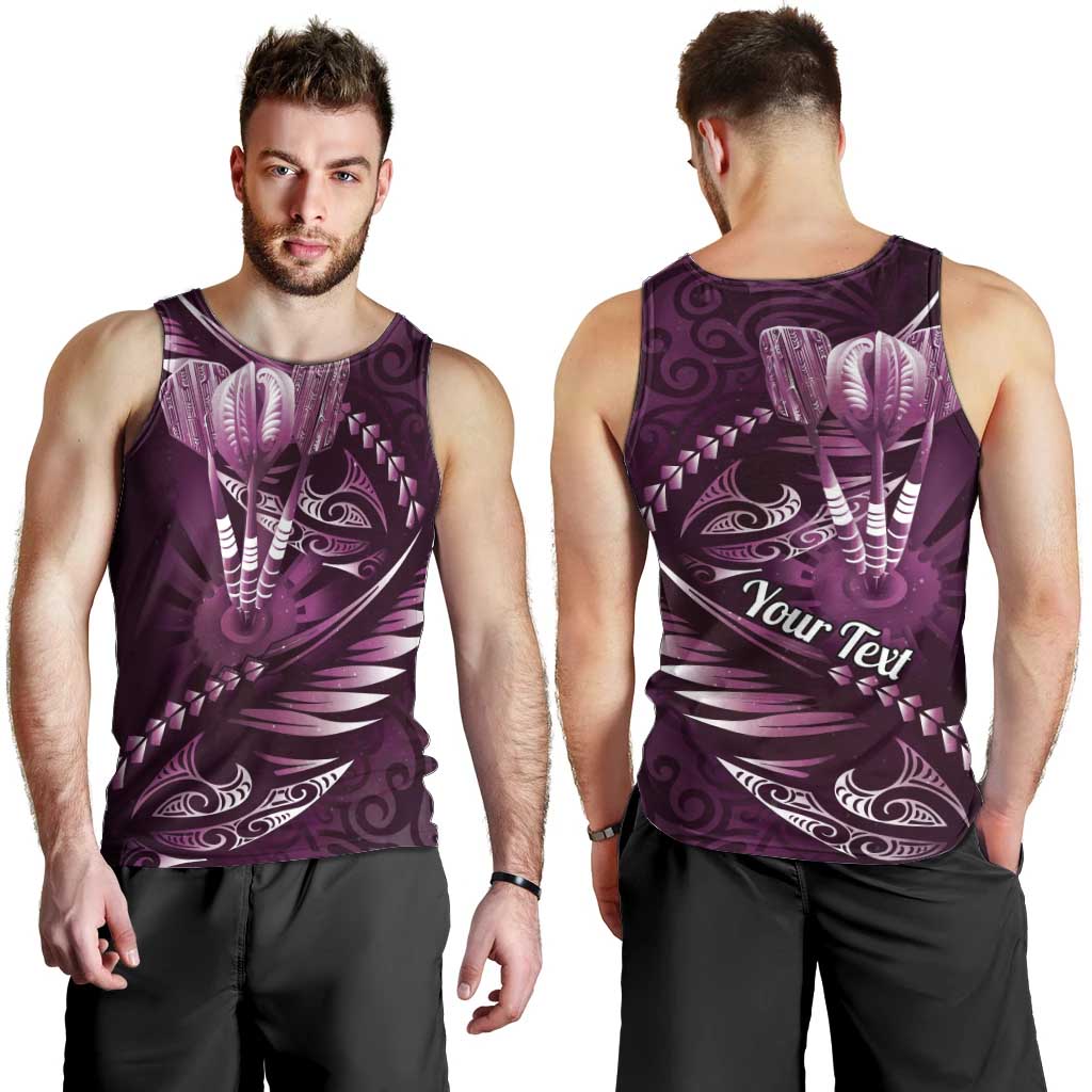 Personalised All Pink New Zealand Darts Men Tank Top Aoteroa Fern Maori Galaxy Style