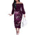 Personalised All Pink New Zealand Darts Off The Shoulder Long Sleeve Dress Aoteroa Fern Maori Galaxy Style