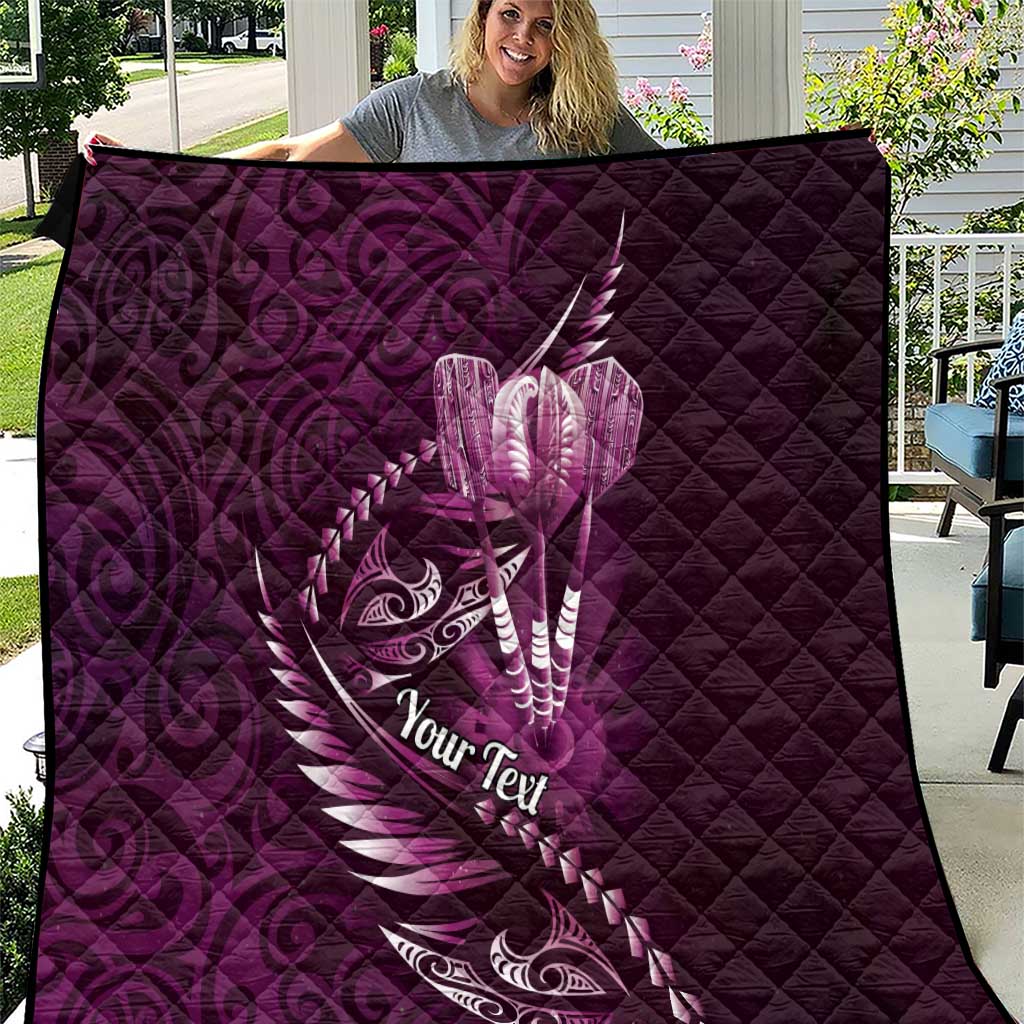 Personalised All Pink New Zealand Darts Quilt Aoteroa Fern Maori Galaxy Style
