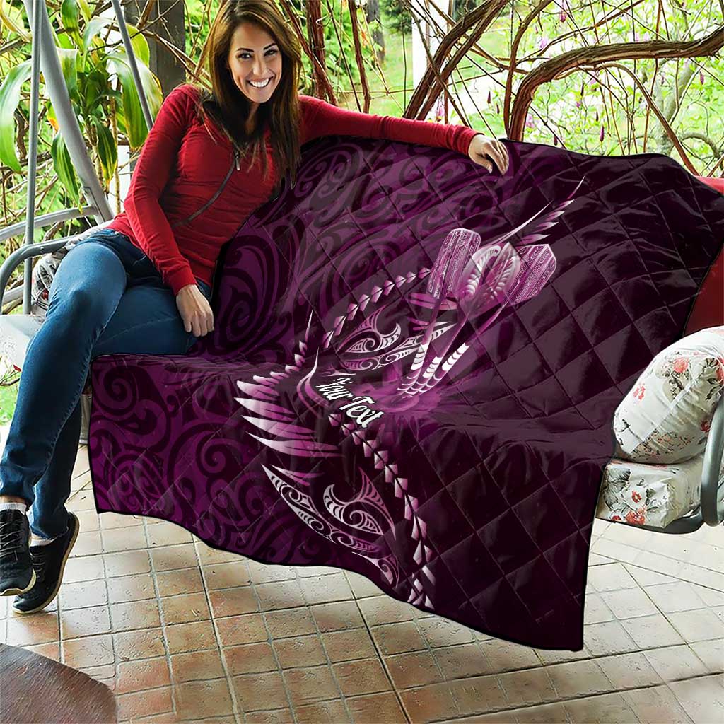 Personalised All Pink New Zealand Darts Quilt Aoteroa Fern Maori Galaxy Style