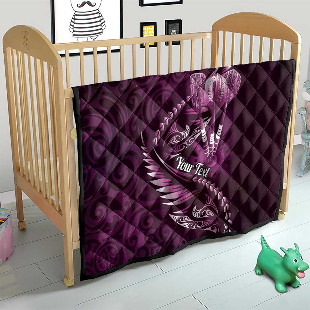 Personalised All Pink New Zealand Darts Quilt Aoteroa Fern Maori Galaxy Style