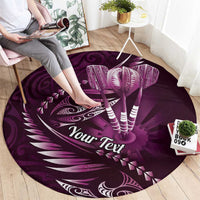 Personalised All Pink New Zealand Darts Round Carpet Aoteroa Fern Maori Galaxy Style